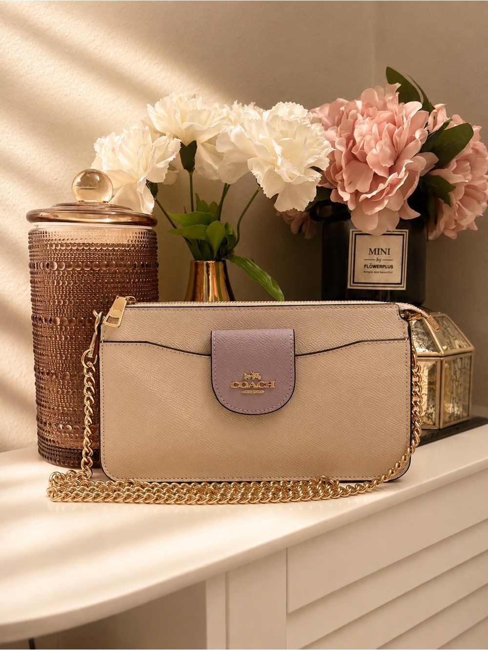 Authentic Coach Multicolor Golden Chain Crossbody Bag